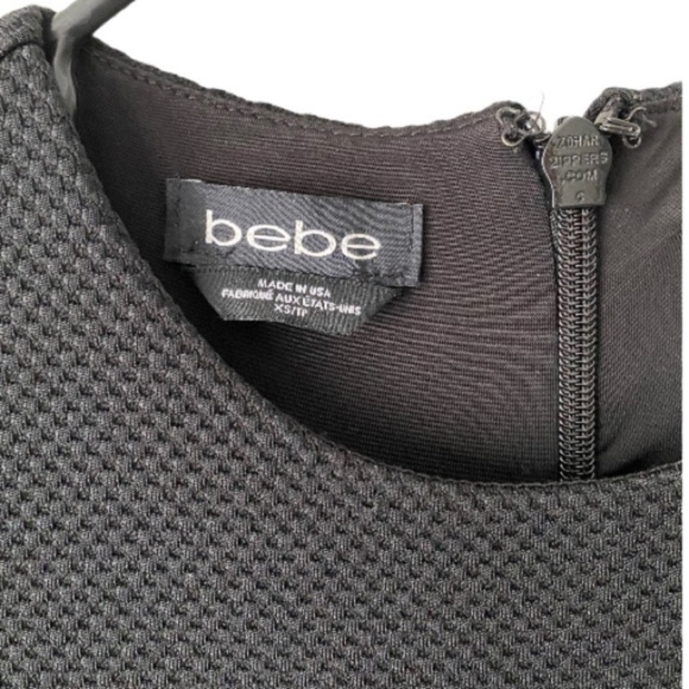 $20 flash sale! BeBe asymmetrical cap sleeve quilted black mini dress  XS - Picture 7 of 7